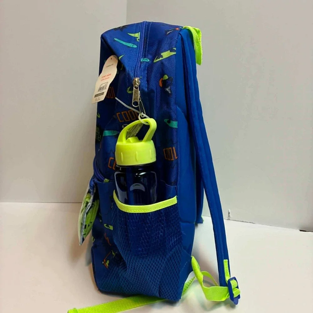 Wonder Nation Backpack 5 Piece Set Boys One Size Blue Dinosaur Skateboard